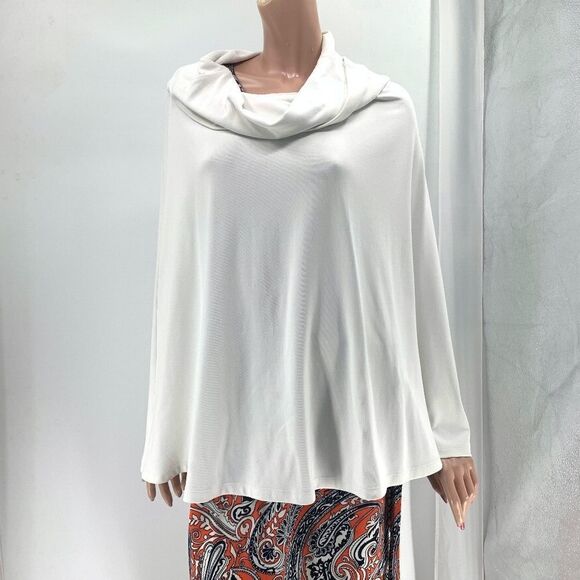 Carilyn Vaile White Cowl Neck Cape Top - Picture 1 of 12